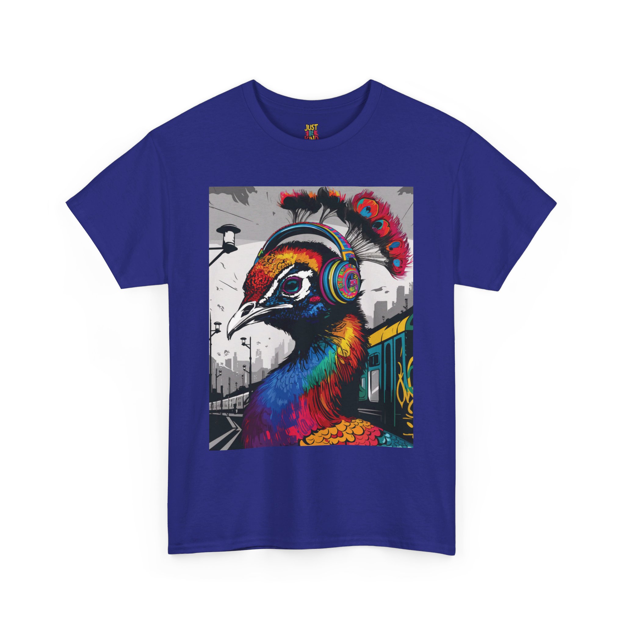 Peacock Headphones - Unisex Heavy Cotton Tee - Image 9