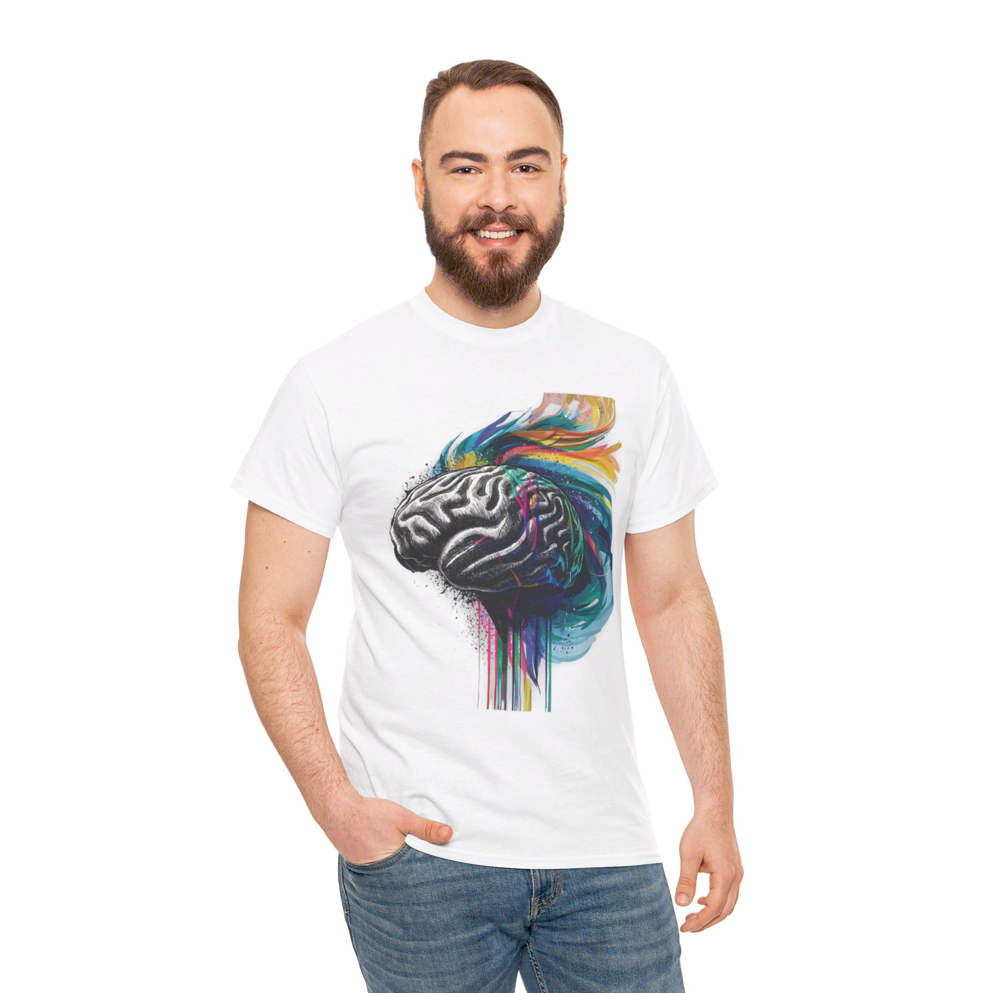 Brain Waves - Unisex Heavy Cotton Tee - Image 4