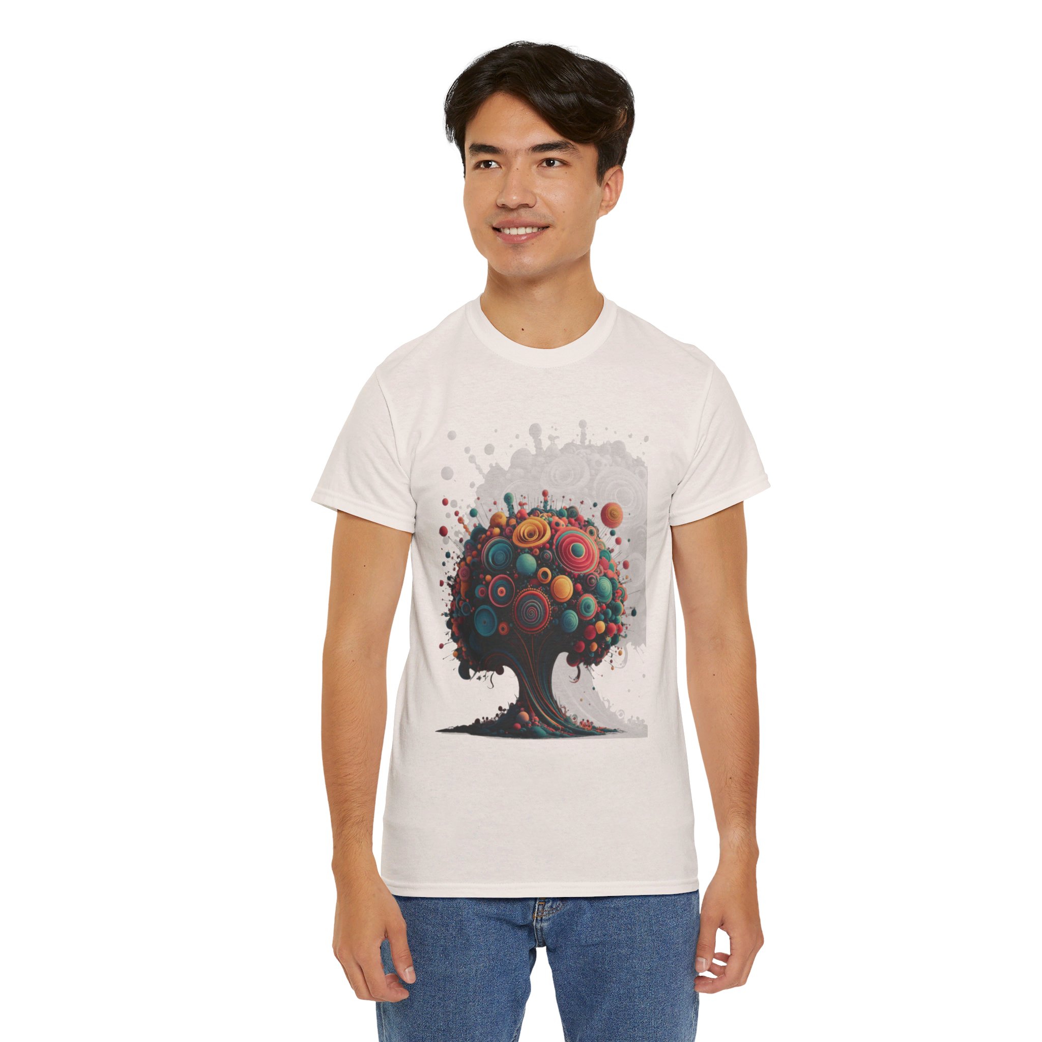 Swirling Abstract Tree - Unisex Heavy Cotton Tee - Image 4