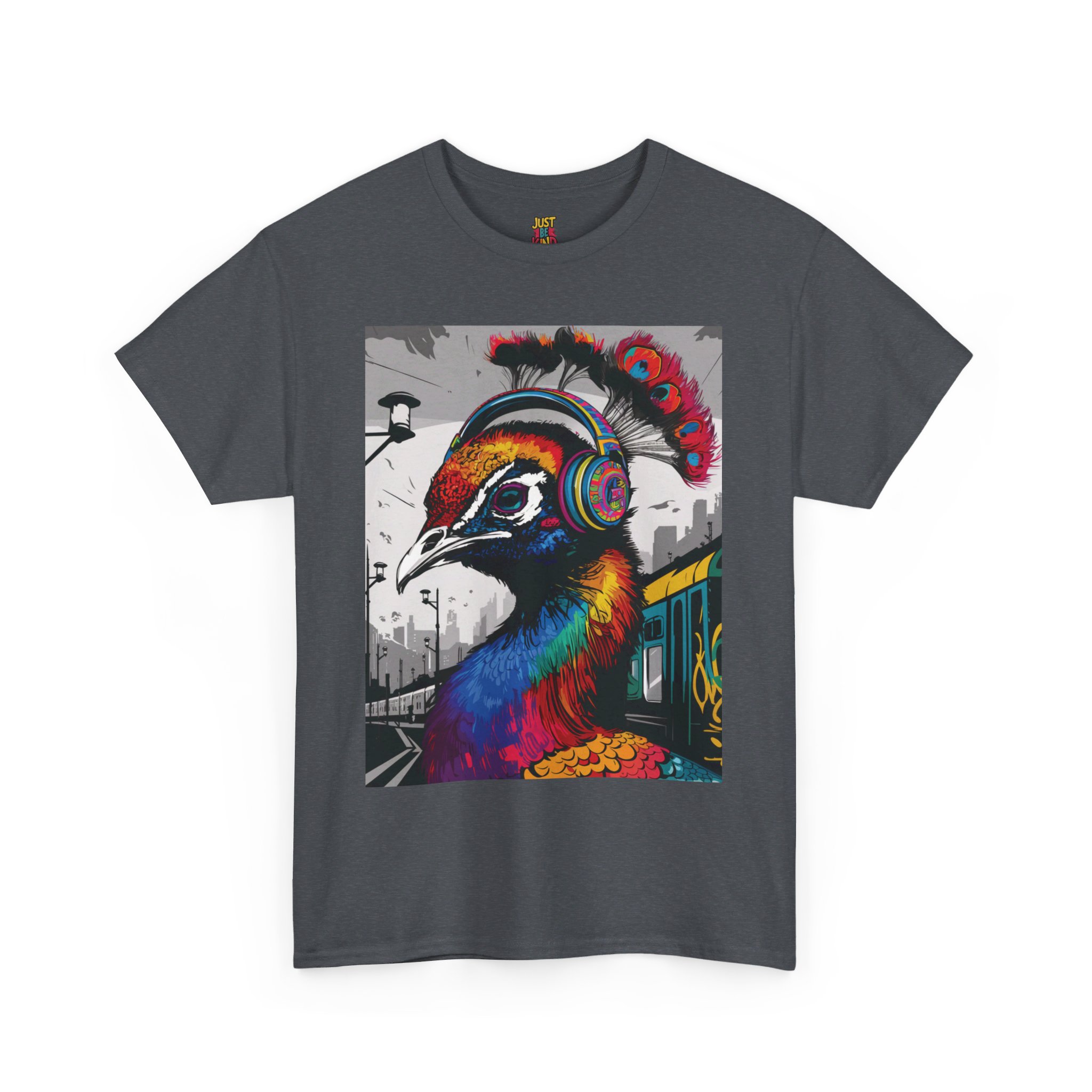 Peacock Headphones - Unisex Heavy Cotton Tee - Image 8