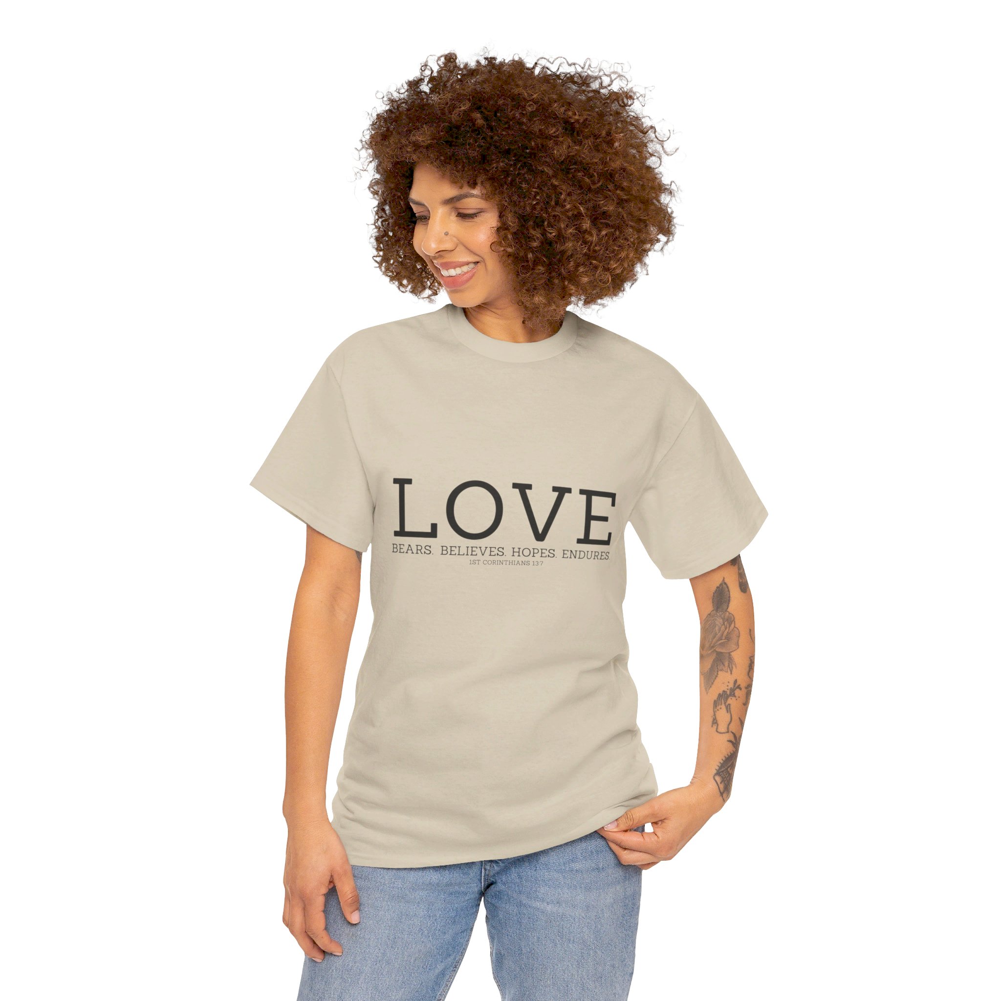 Love Bears. Believes. Hopes. Endures. - Unisex Heavy Cotton Tee - Image 3
