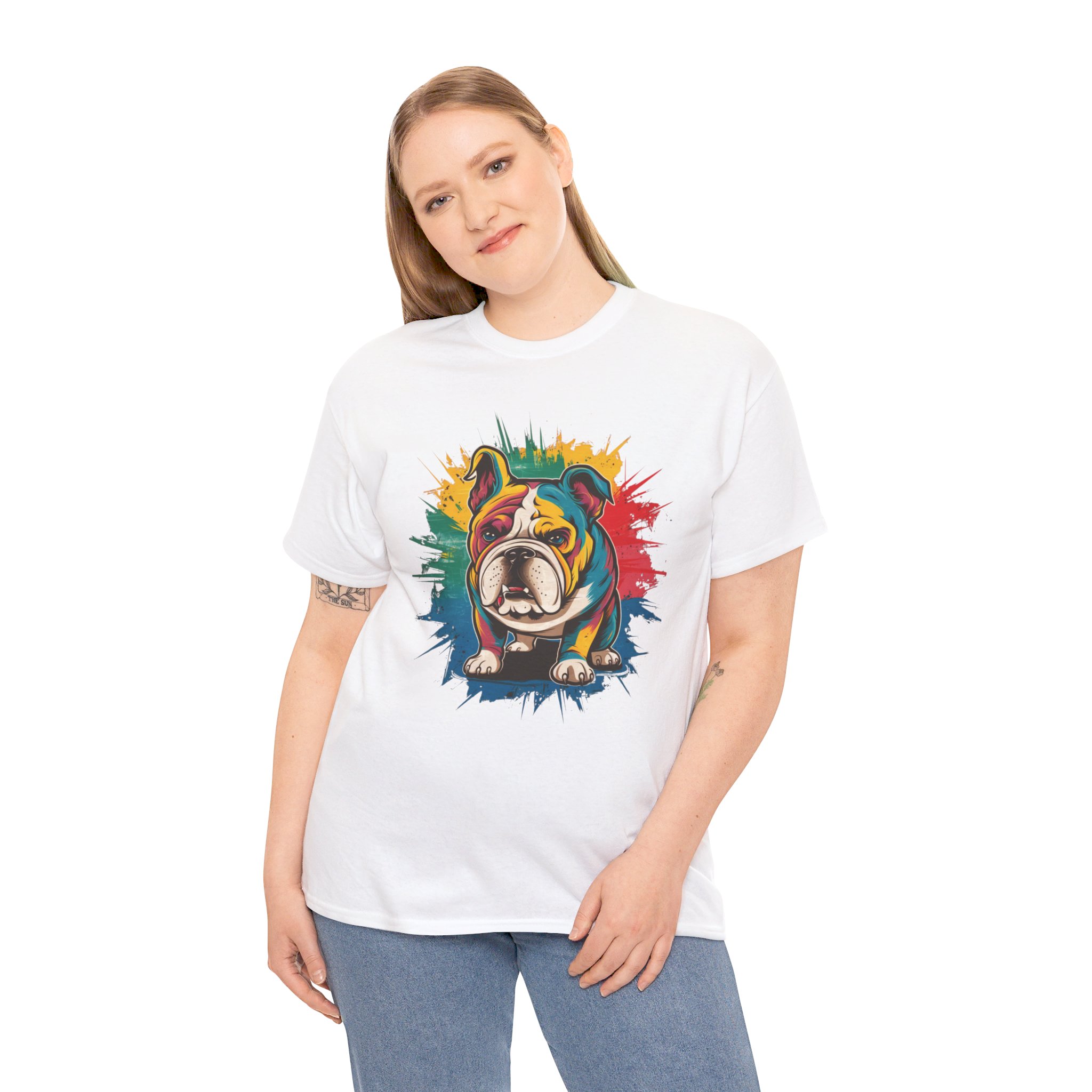Pop Art Bulldog - Unisex Heavy Cotton Tee - Image 3