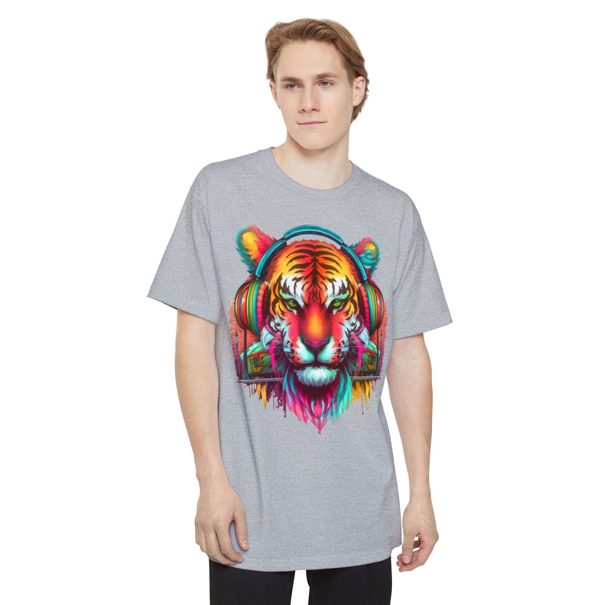 Tiger Headphones - Unisex Tall Beefy-T® T-Shirt - Image 3
