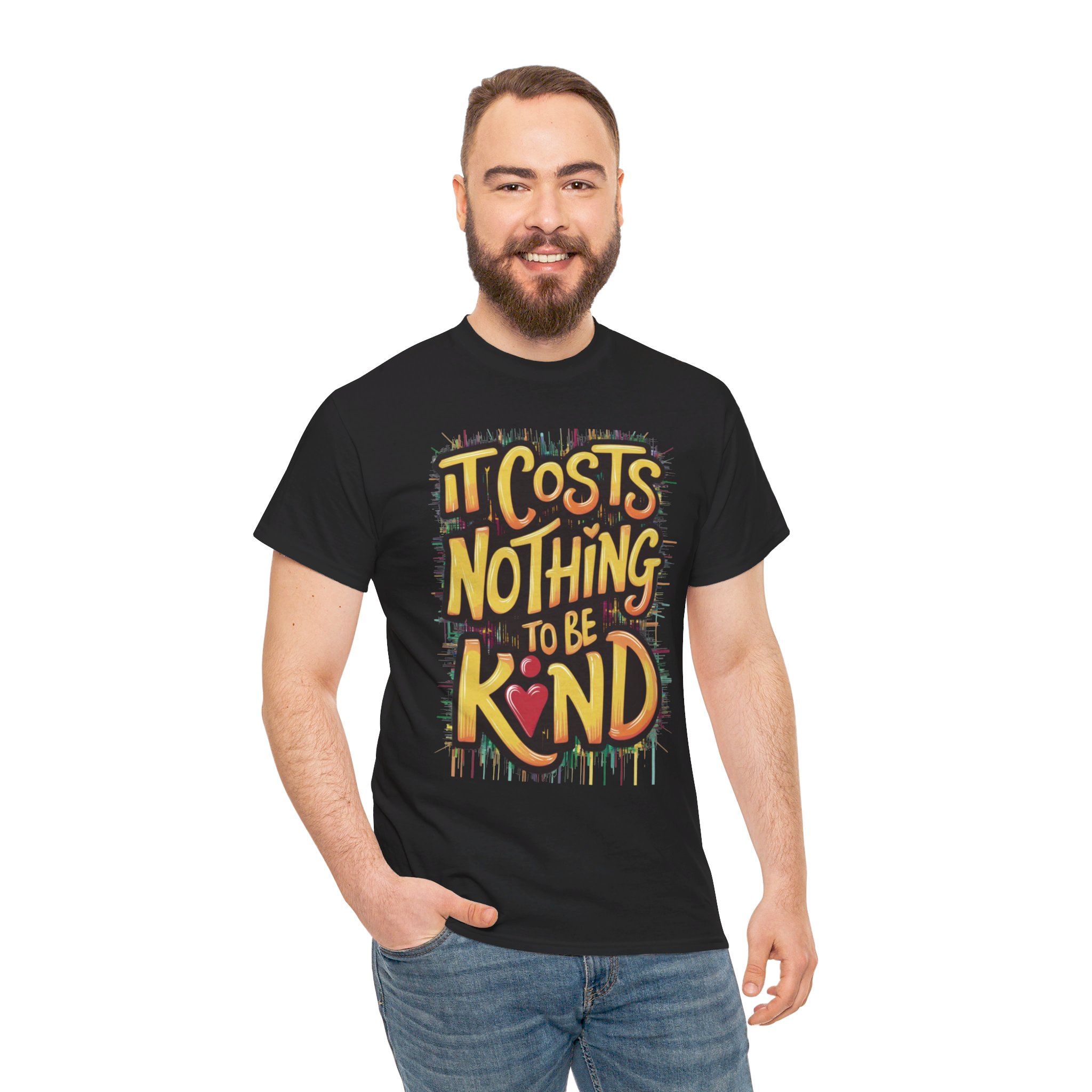 It Costs Nothing to Be Kind - Unisex Heavy Cotton Tee - Image 4