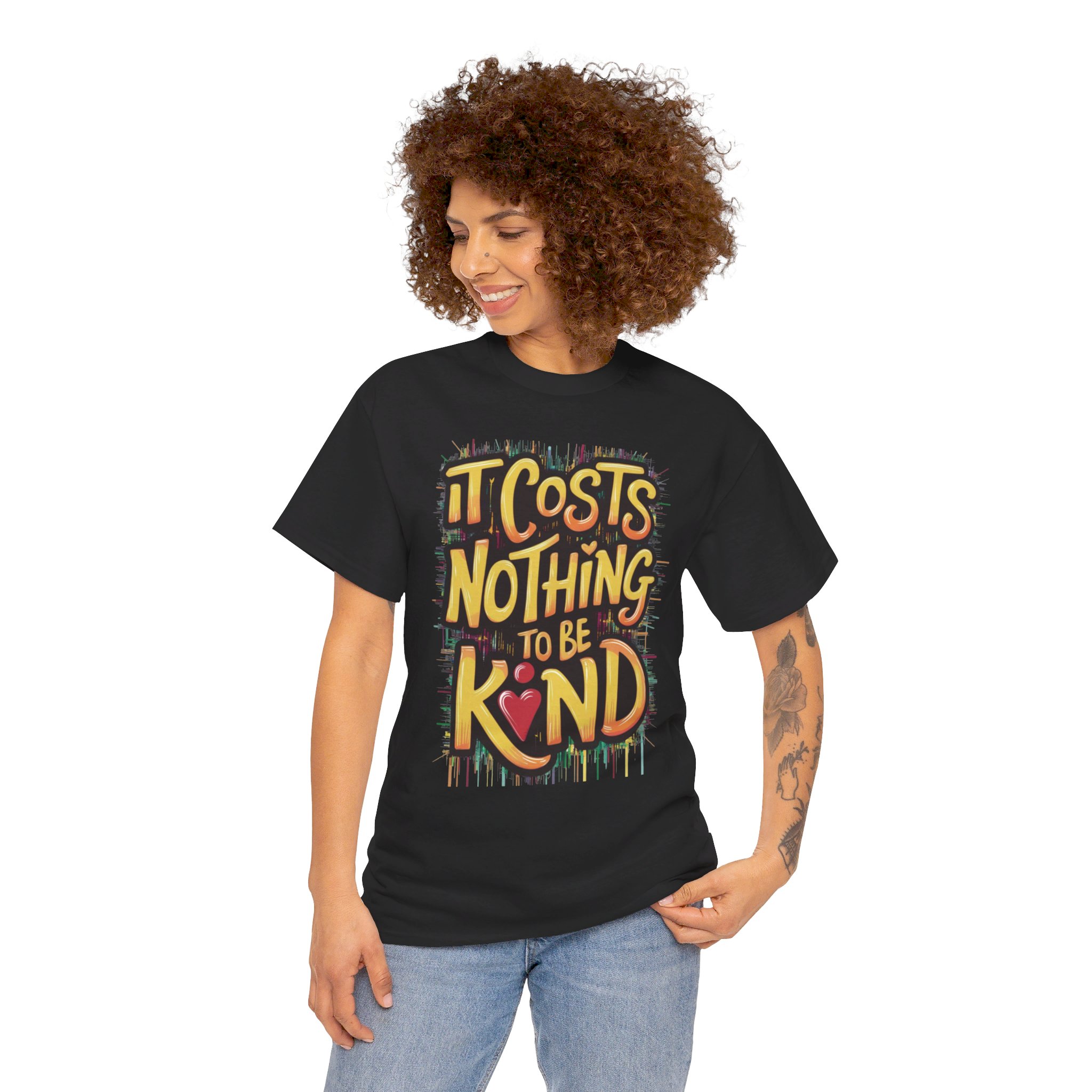 It Costs Nothing to Be Kind - Unisex Heavy Cotton Tee - Image 3
