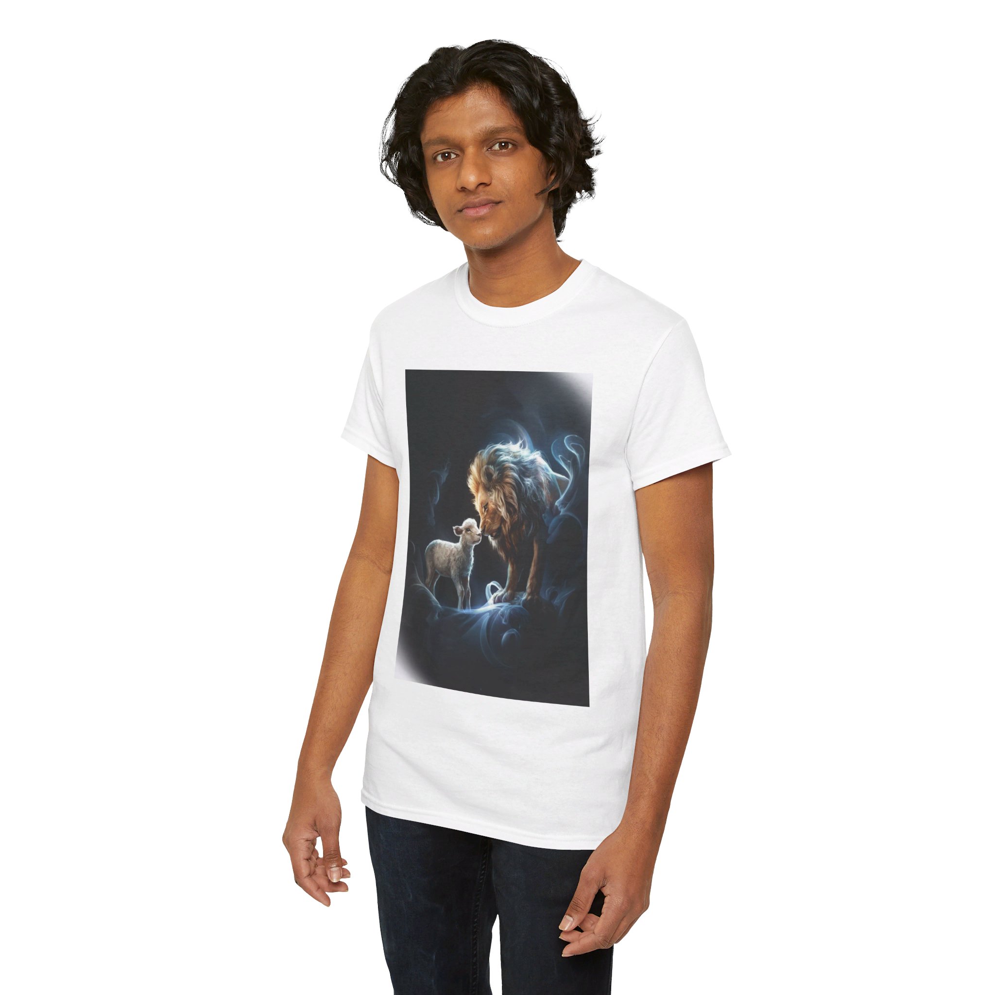 Lion and Lamb - Unisex Heavy Cotton Tee - Image 4