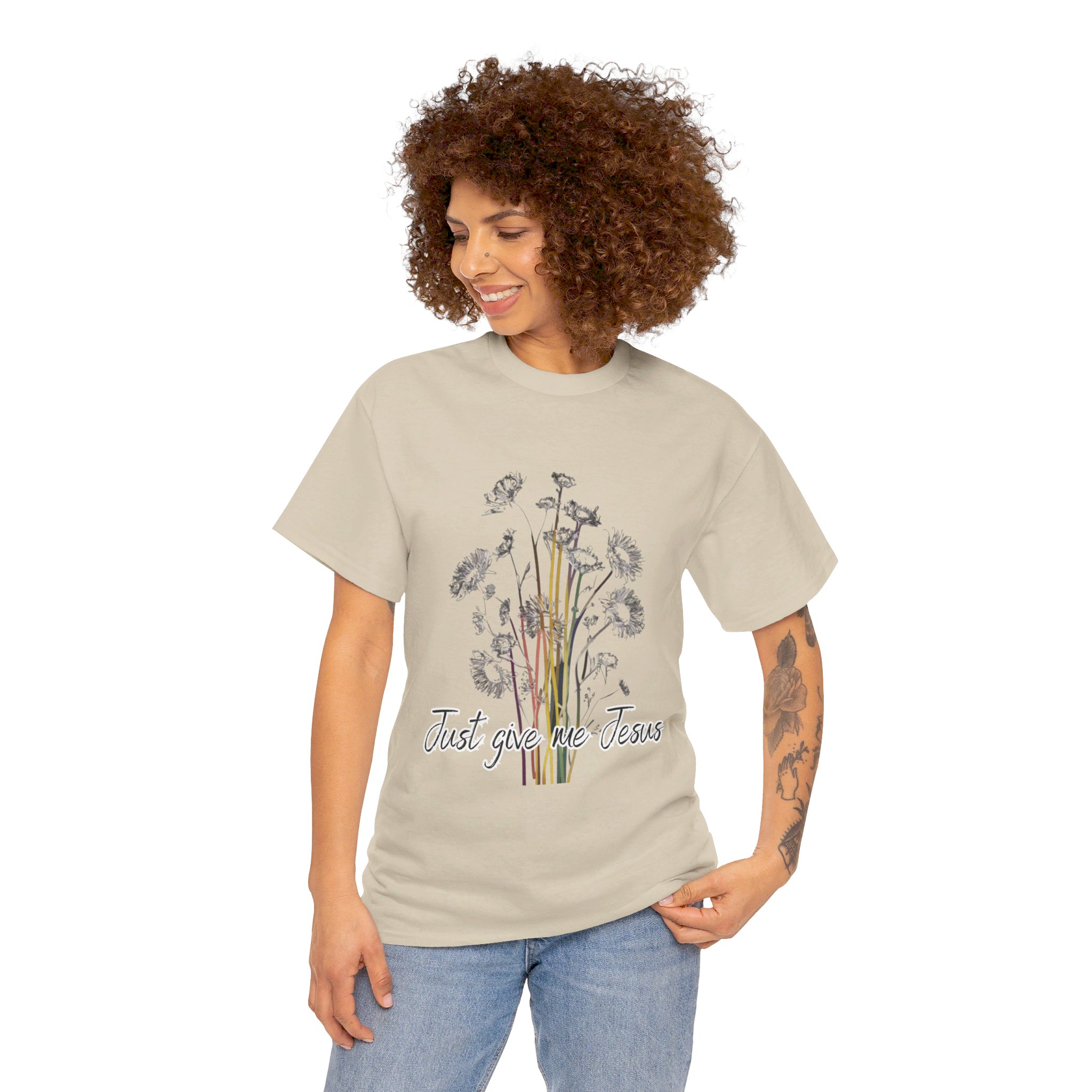 Wildflowers Just Give Me Jesus - Unisex Heavy Cotton Tee - Image 3