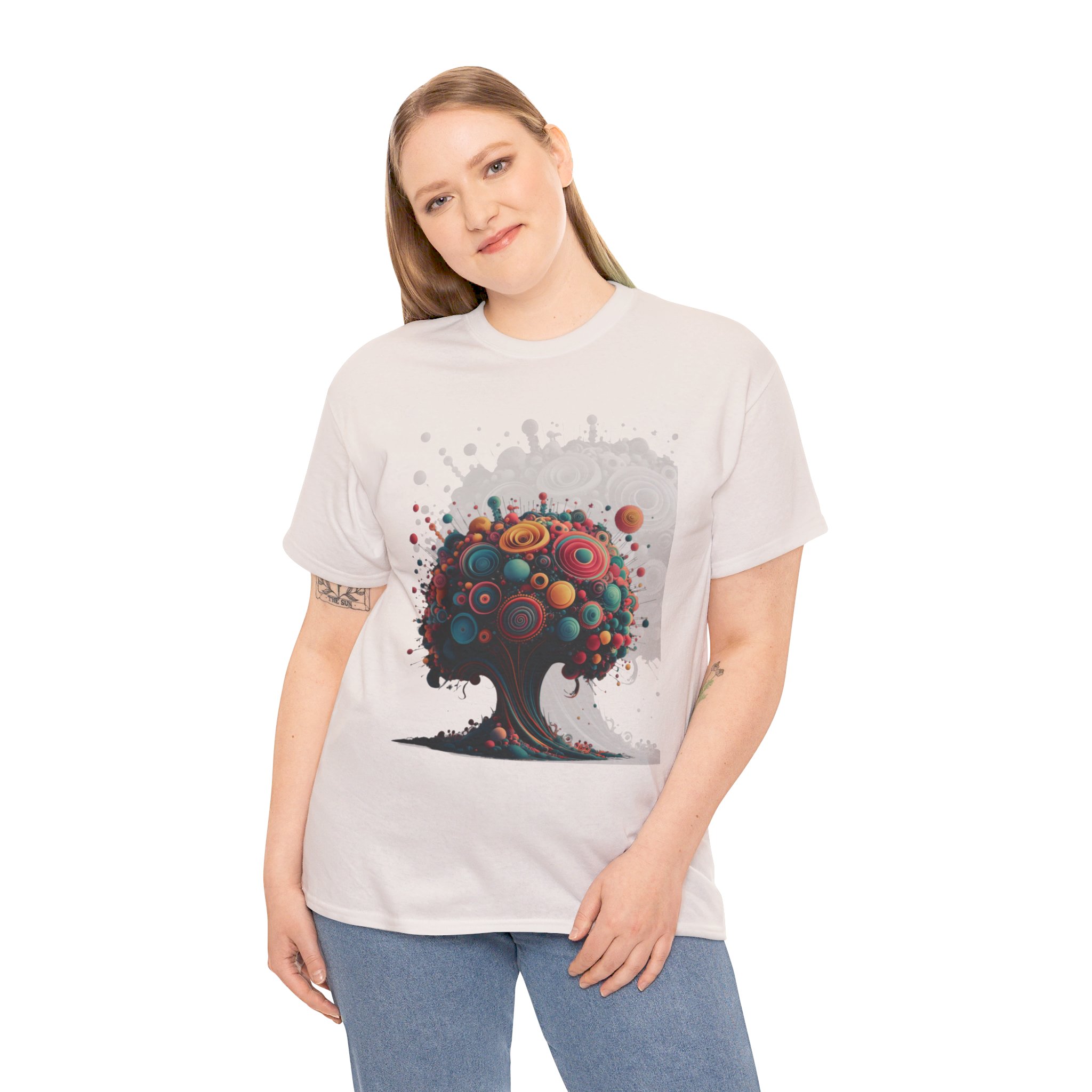 Swirling Abstract Tree - Unisex Heavy Cotton Tee - Image 3
