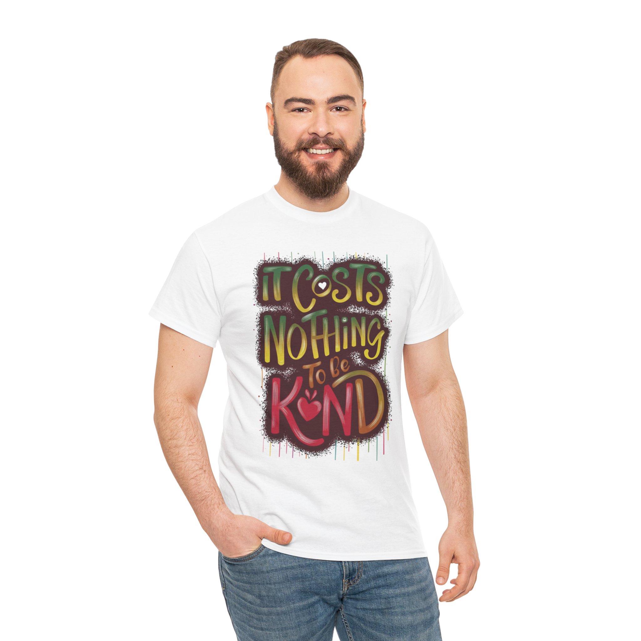 It Costs Nothing to Be Kind - Unisex Heavy Cotton Tee - Image 4
