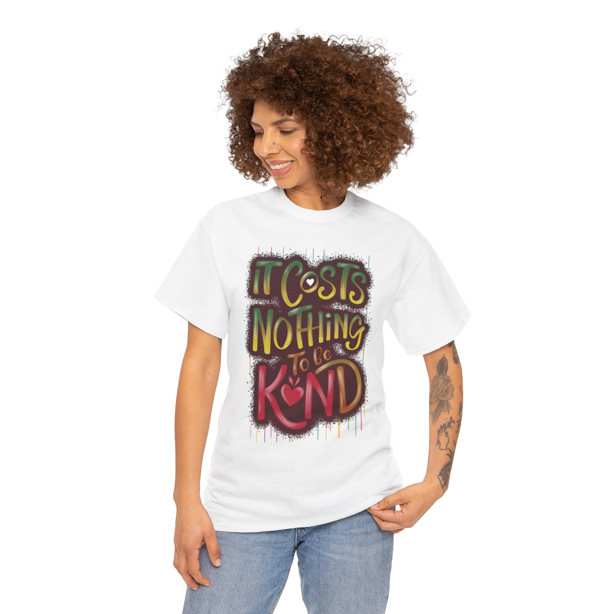 It Costs Nothing to Be Kind - Unisex Heavy Cotton Tee - Image 3