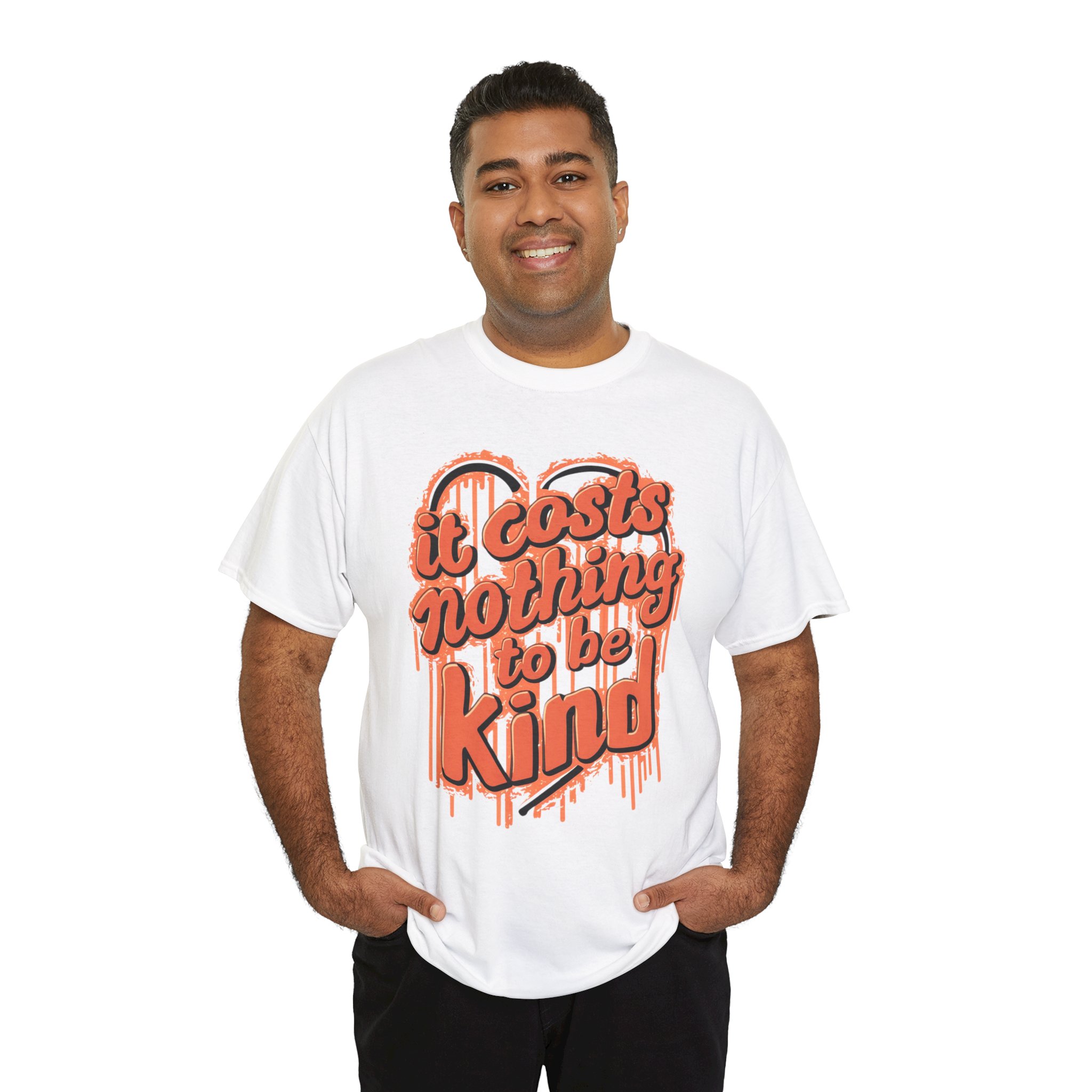 It Costs Nothing To Be Kind - Unisex Heavy Cotton Tee - Image 4