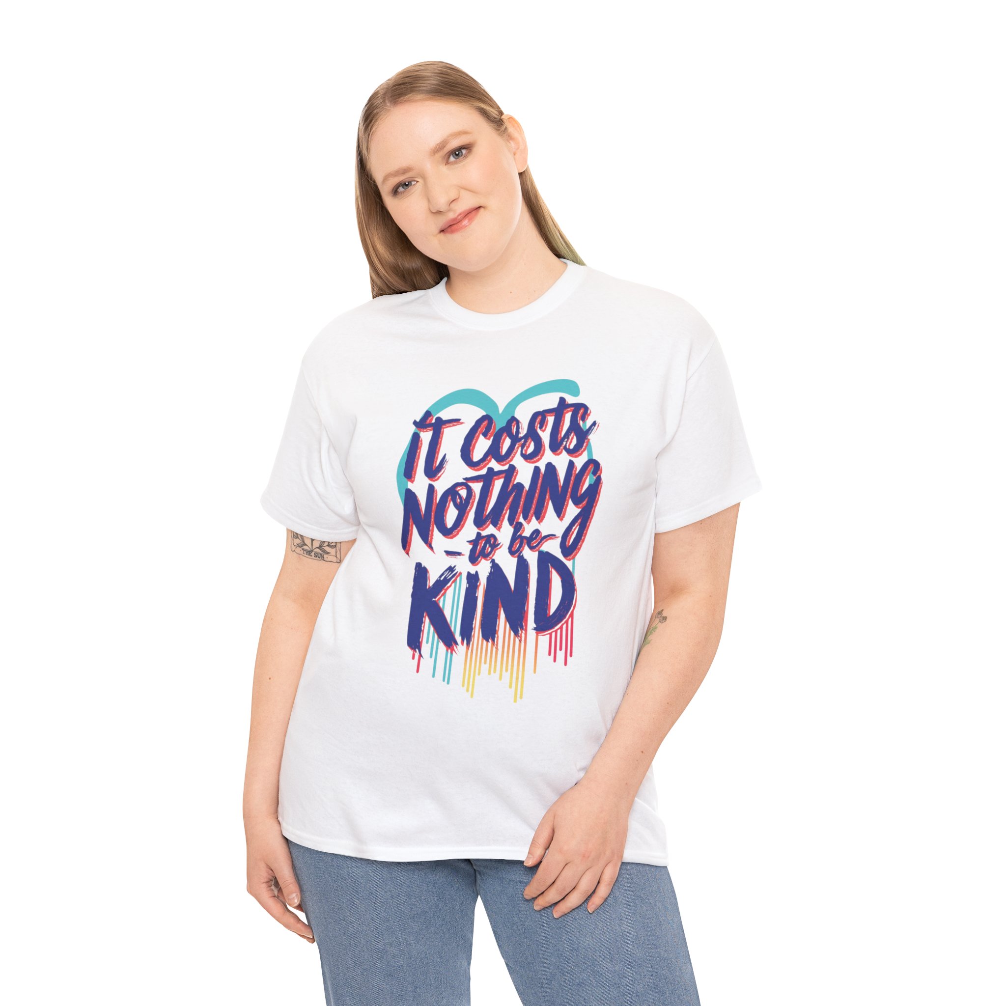 It Costs Nothing to Be Kind - Unisex Heavy Cotton Tee - Image 3